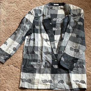 Stylish Black and Gray Checkered Women's Blouse